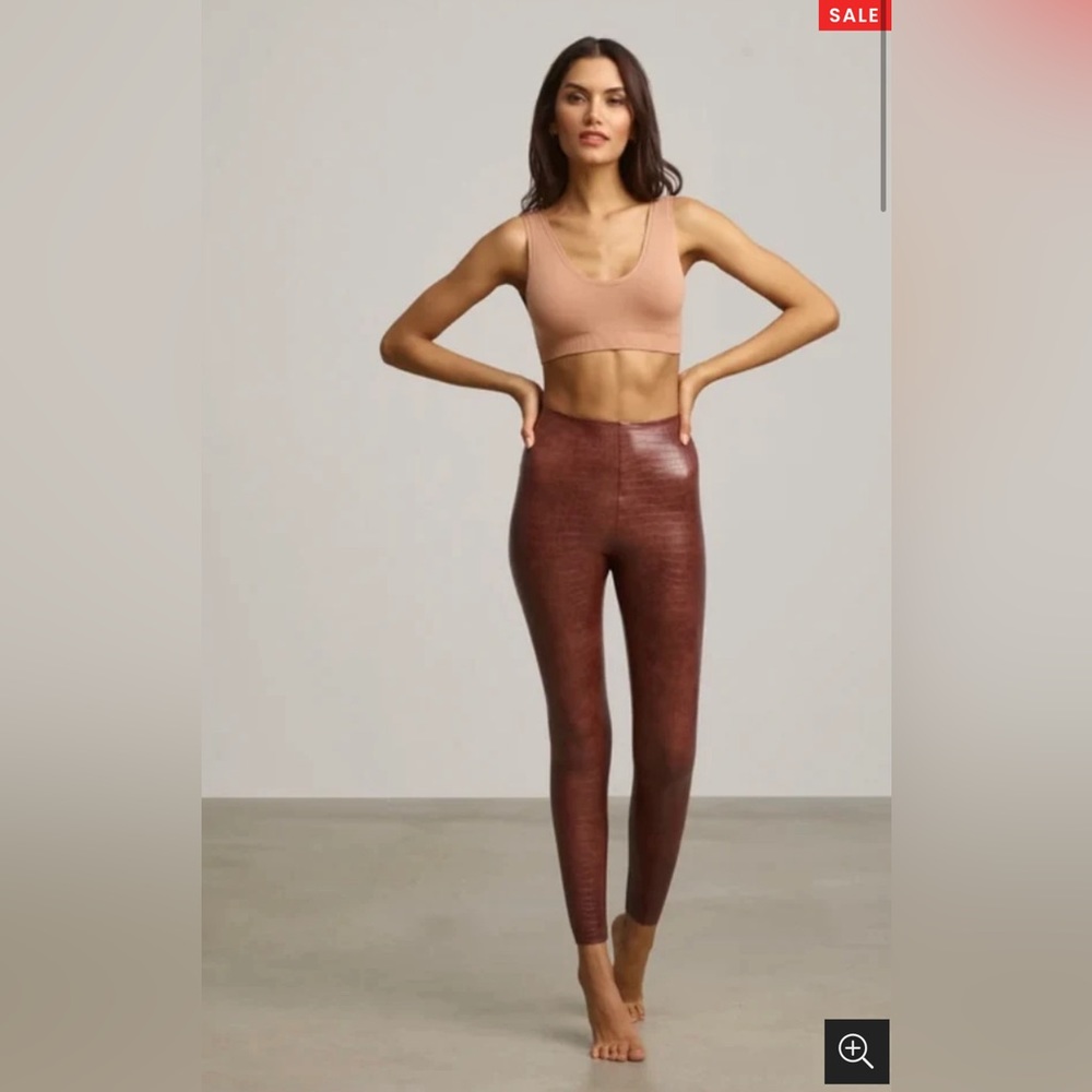 COMMANDO FAUX LEATHER BROWN CROC LEGGINGS Large